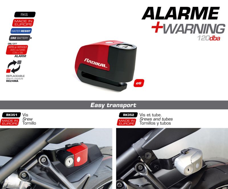Achat Antivol bloque disque alarme RADIKAL à Bandol près de Six fours les plages